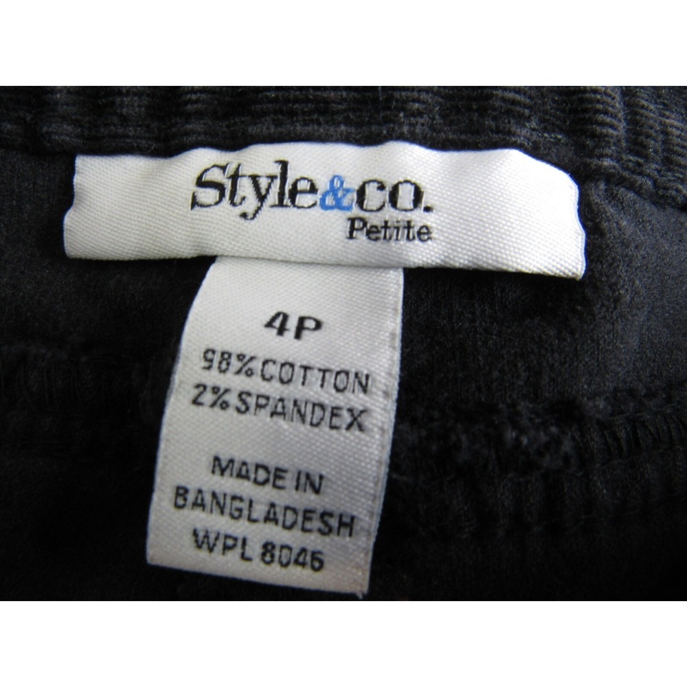 Style & Co Petite Pants Black Corduroy Skinny Women's Size 4P - Picture 6 of 6